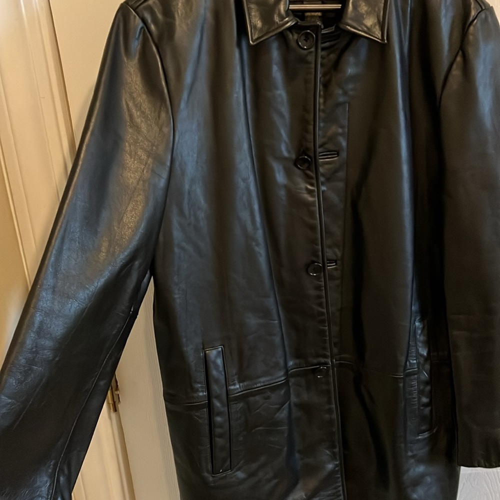 Men’s Banana Republic Black Button Down Leather Jacket - Picture 4 of 8